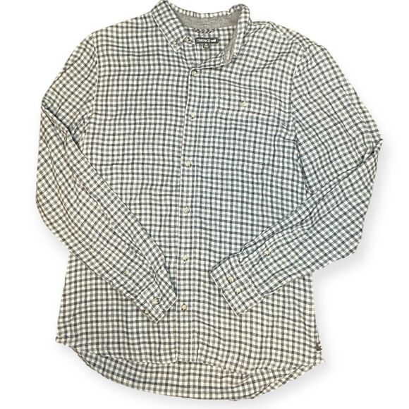 TOAD & CO Men’s Blue Gray White Gingham Long Sleeve Button-Down Shirt Size Mediu - Picture 1 of 5